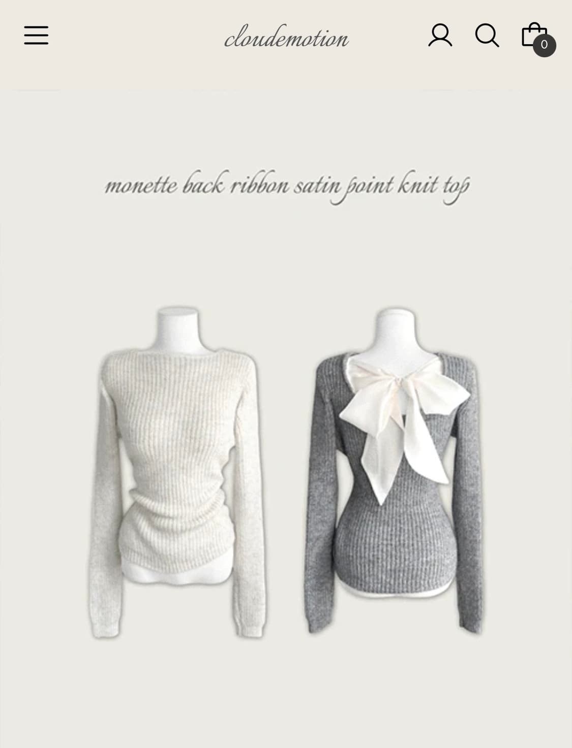 클라우드이모션 모네뜨 백 리본 새틴 point 니트 TOP 상품이미지3