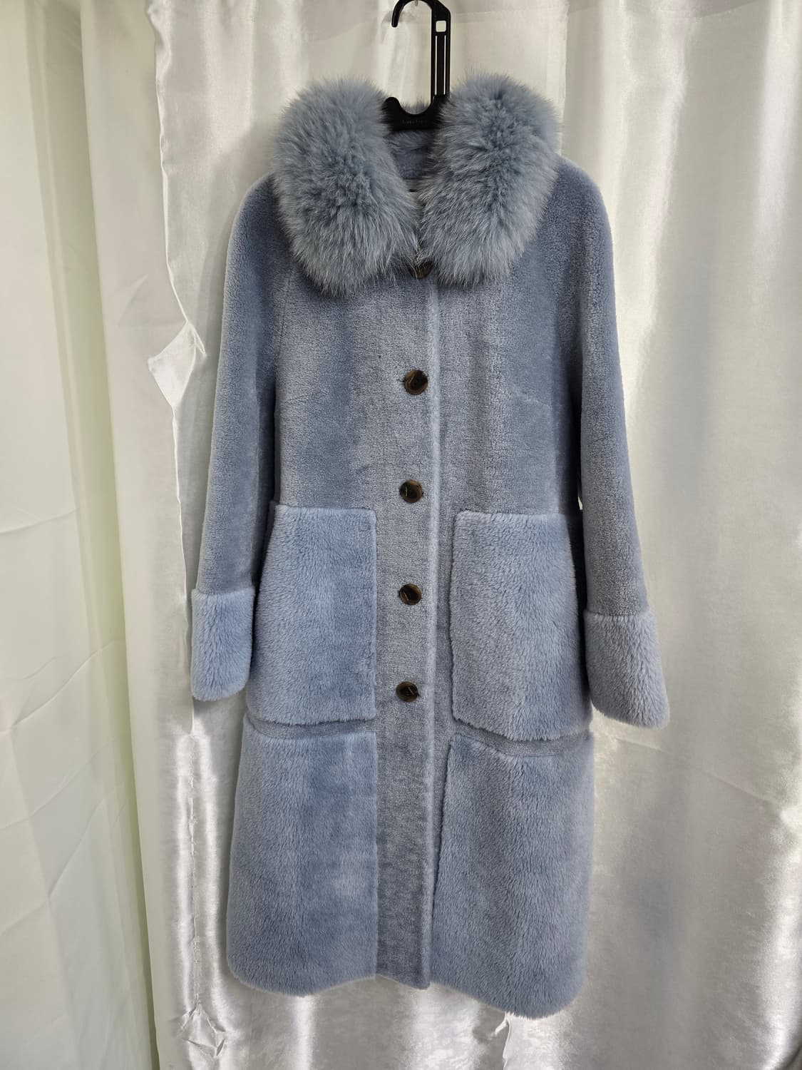 KARL LAGERFELD 블랙 퍼카라 롱코트 (1547) 상품이미지1