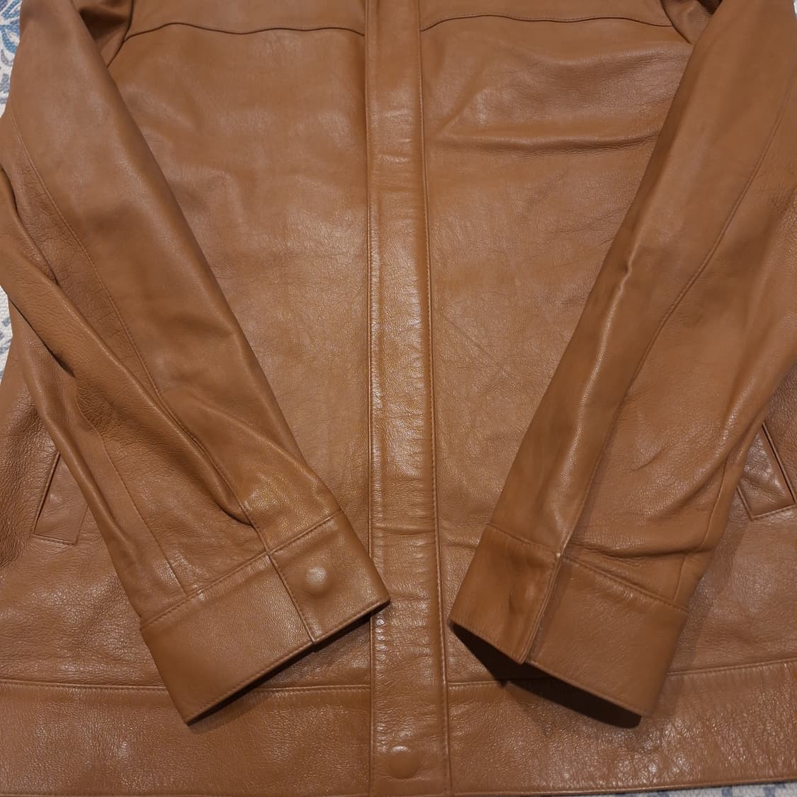 빈티지 카멜 브라운 카라넥 아메카지 양가죽 램스킨 레더자켓 가죽자켓 상품이미지6