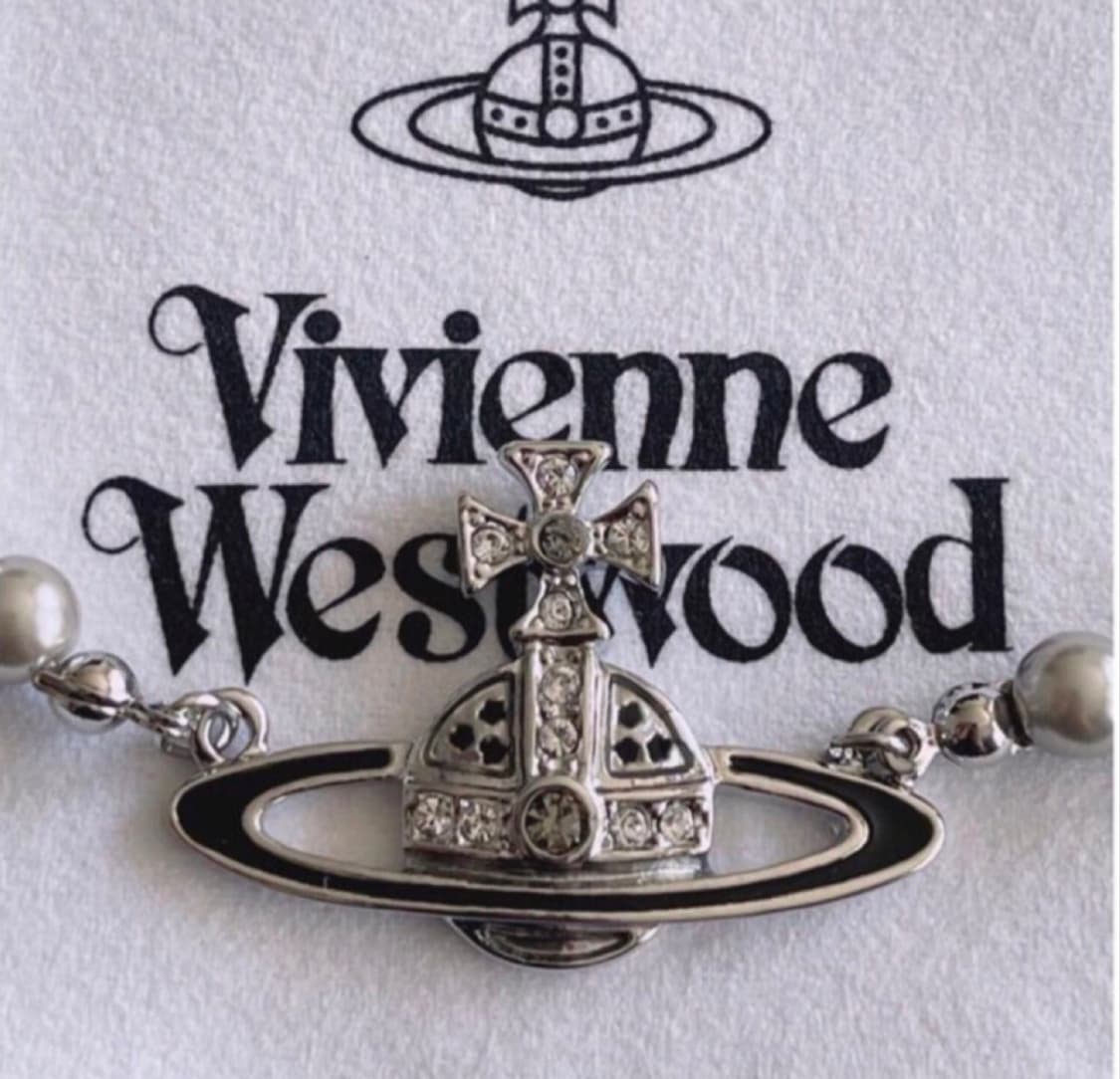 비비안웨스트우드 아카이브 블랙 orb  팬던트 그레이 펄 초커 목걸이 상품이미지2