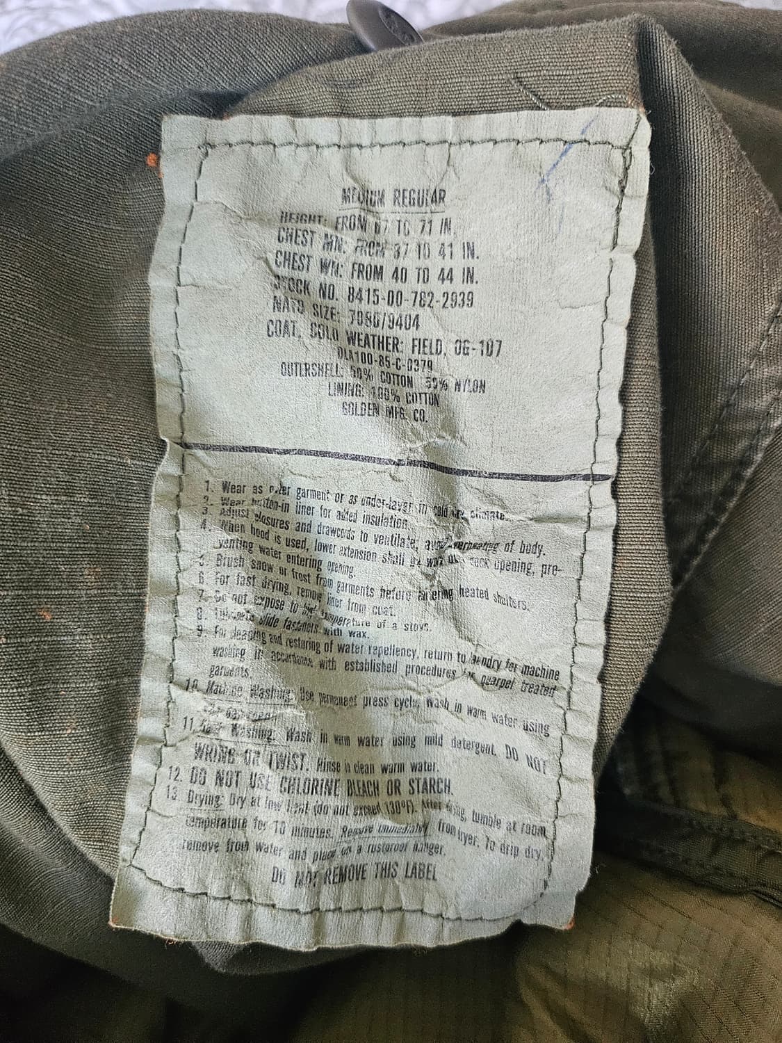 [M-R]m65 필드자켓 85년식 골든사 데드스탁 상품이미지3