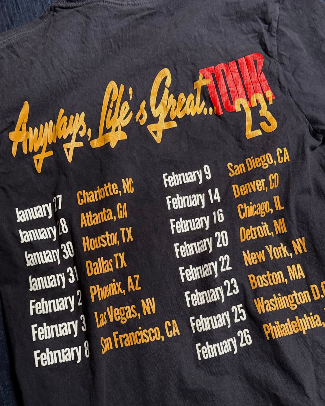 글로릴라 2023 애니웨이, 라이프 그레이트 투어 그래픽 티셔츠 S 상품이미지6