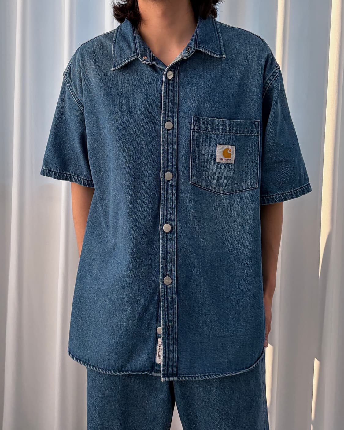 [XL]칼하트 WIP 숏슬리브 오디 데님 셔츠 블루 상품이미지1