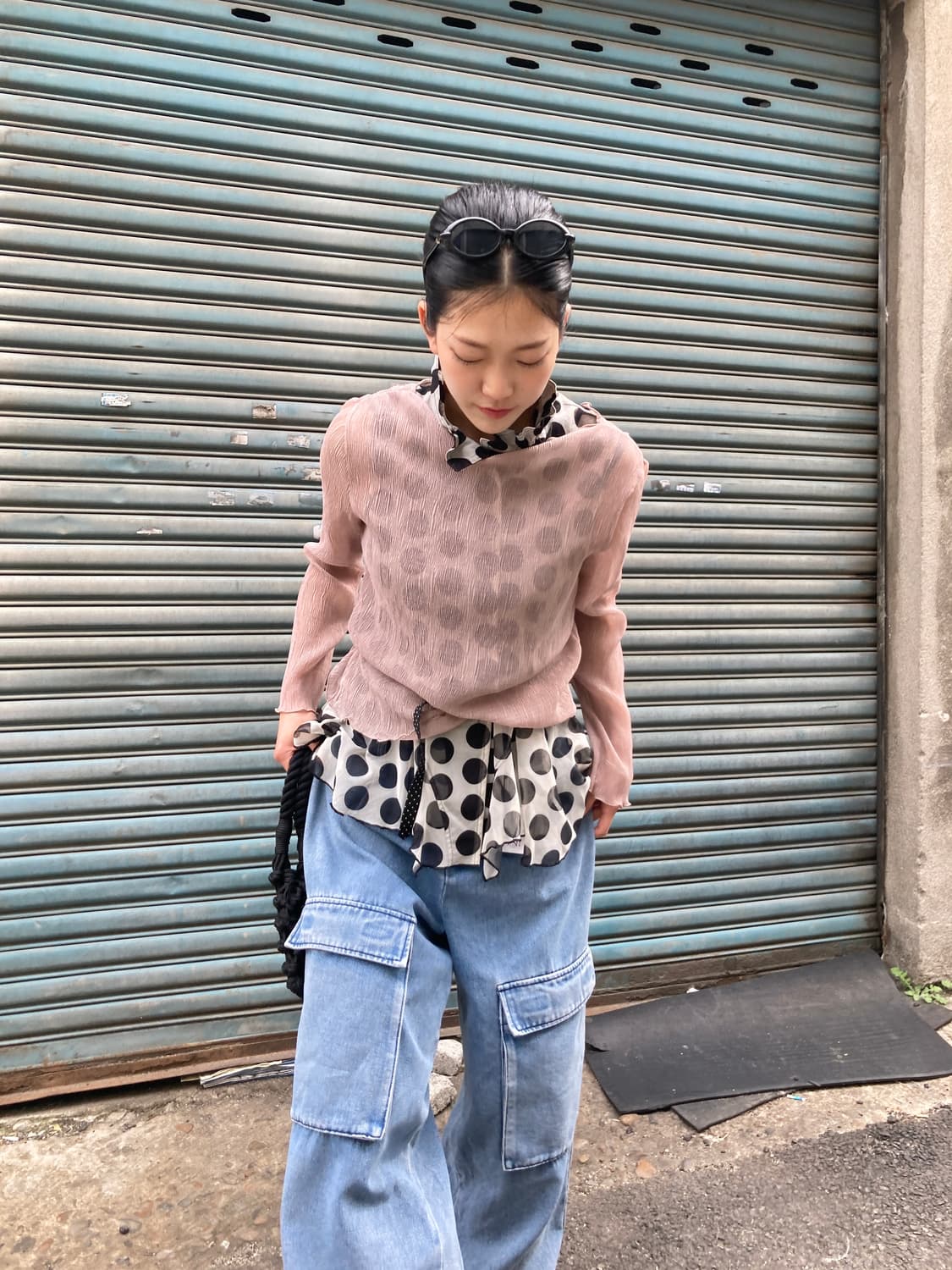 도트 프릴 시스루 샤 베스트 상품이미지5