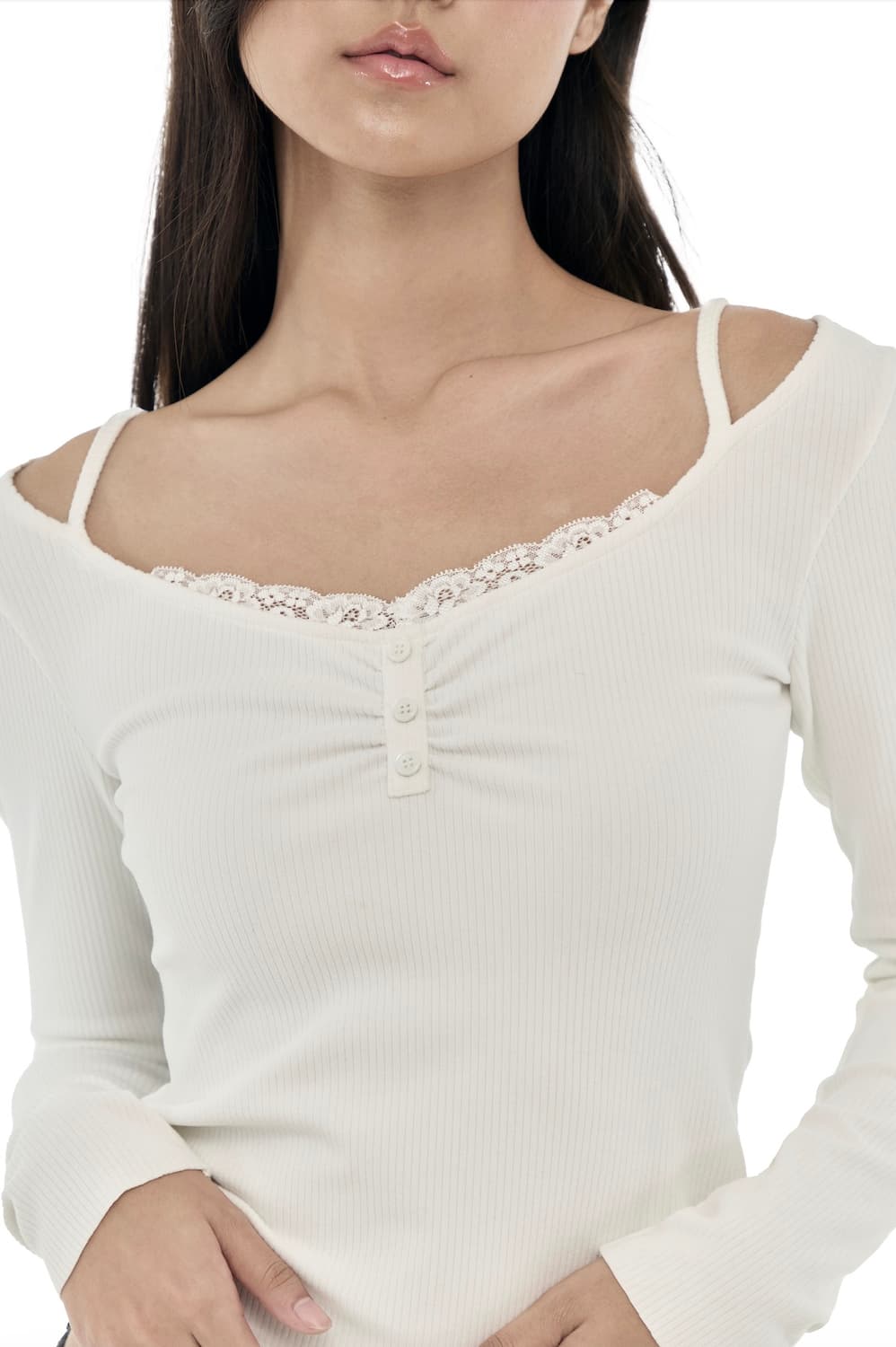 Kleesier Milkshake Lace Button Top 상품이미지5