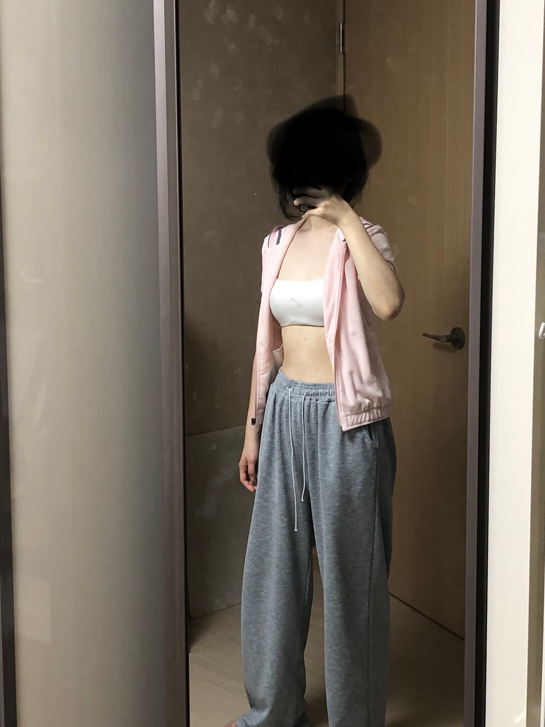 XS 딸기우유 핑크 테리 푸마 반팔 져지 후드집업 자켓 빈티지 푸마 상품이미지5