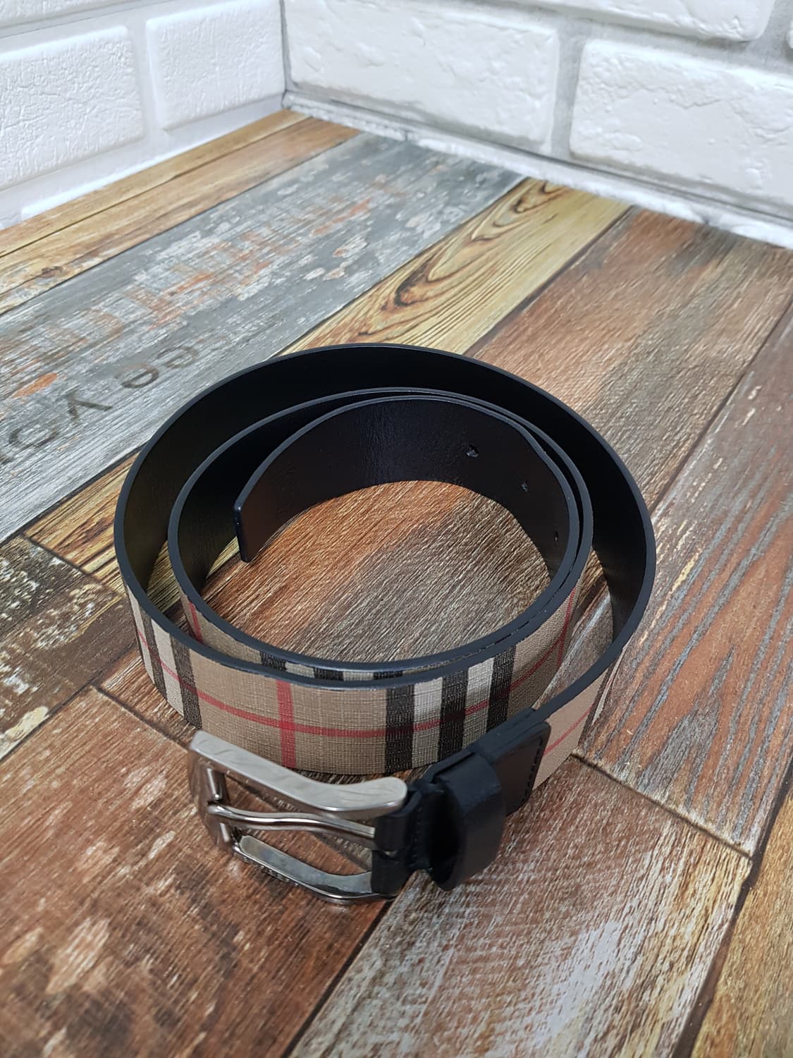 [36~40/정품] 버버리 체크레더 남성벨트 상품이미지2