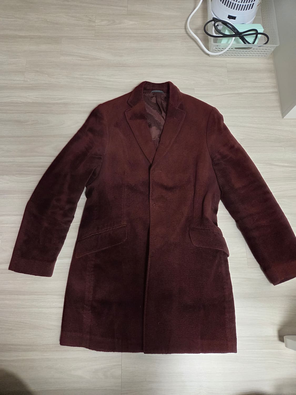 존바바토스 와인색 코튼 체스터 코트 상품이미지1