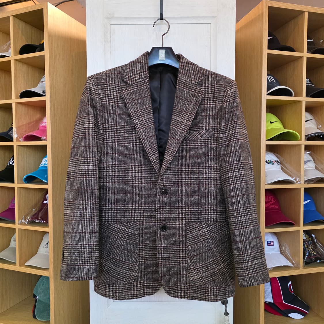 체크무늬 브라운 남성 자켓 상품이미지1