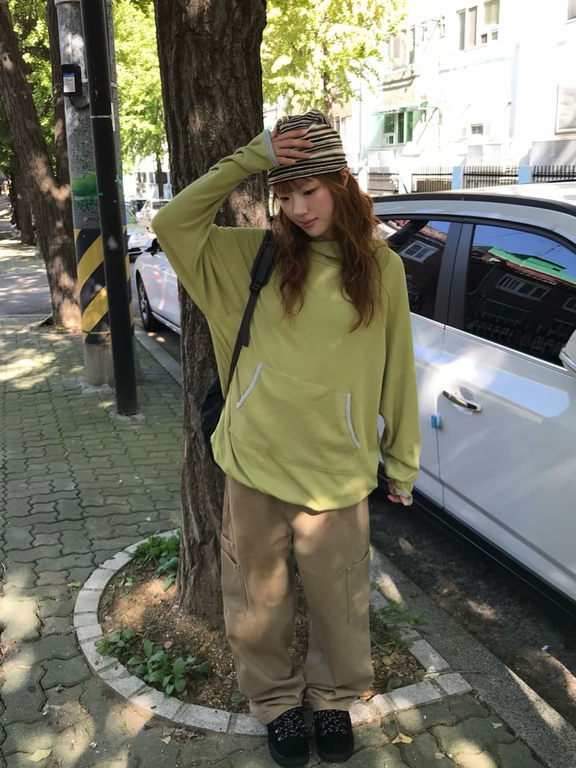 (새상품) 키오키 그린 핑거홀 와플 후디 t 상품이미지2