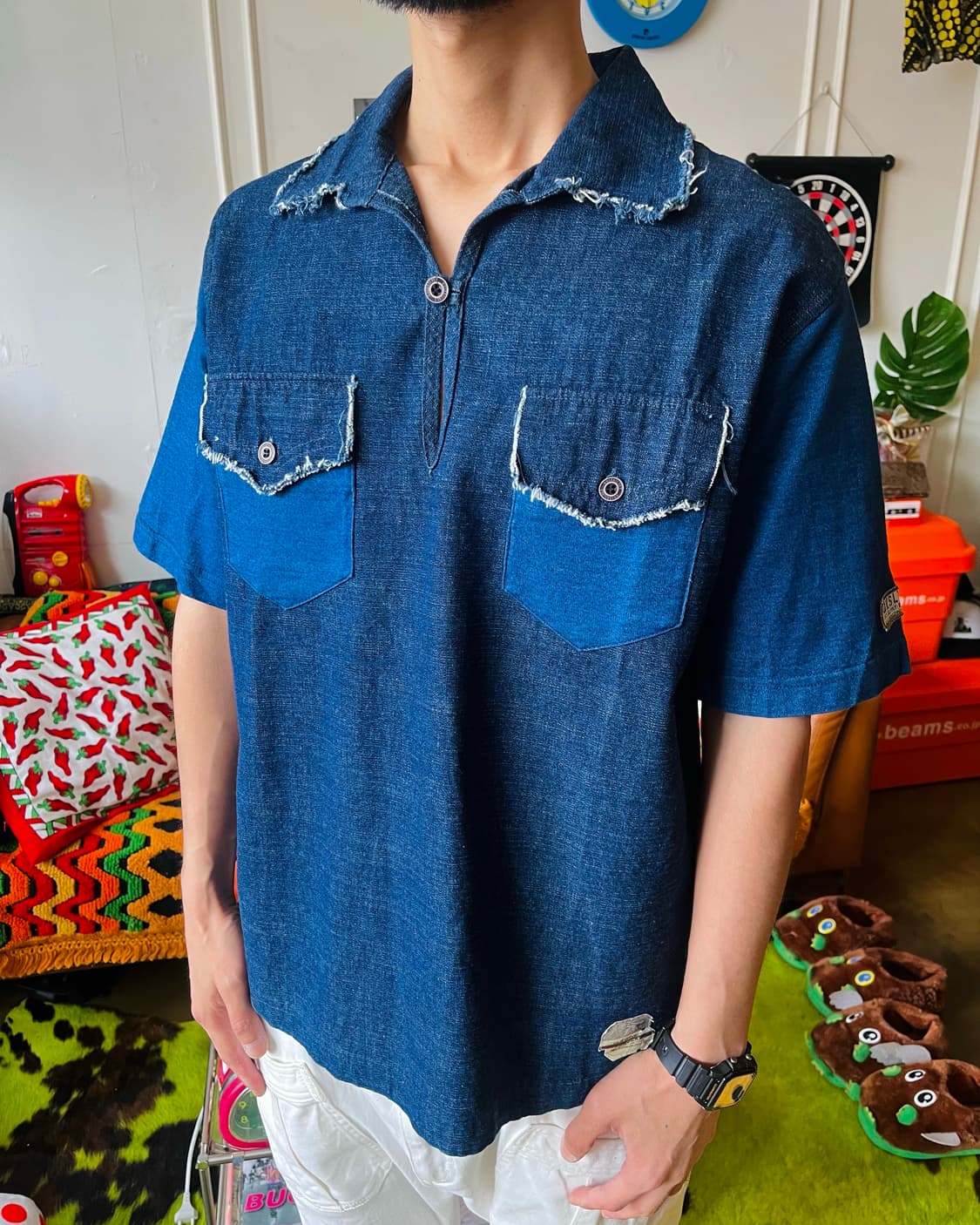 1980s Quiksilver 1/2 Indigo Denim Top 상품이미지2