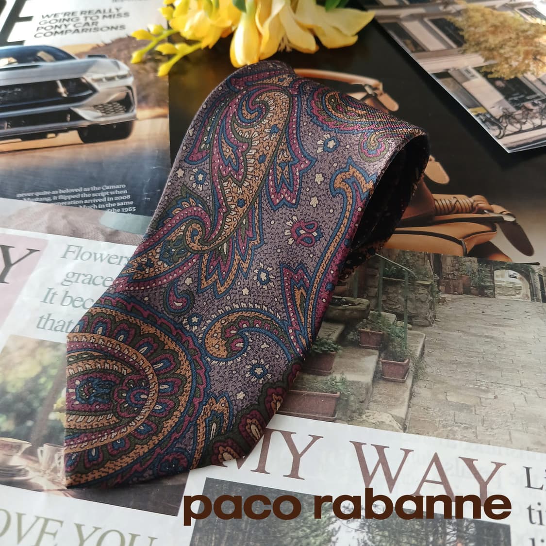 파코라반 실크 브라운 페이즐리 넥타이 8.1cm A+등급 A18959
 상품이미지1