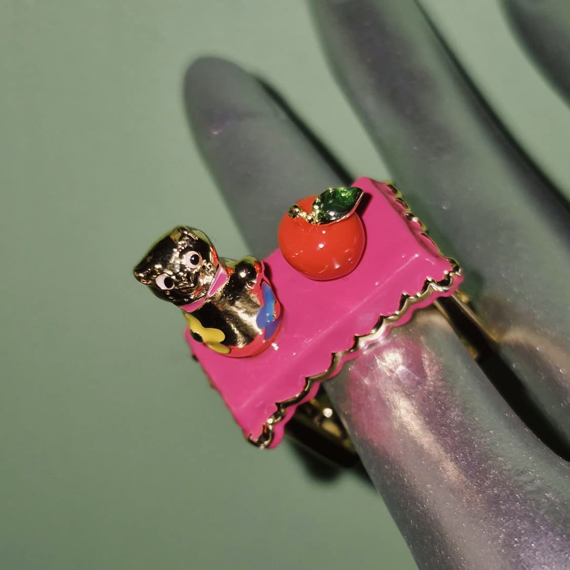 가글 사과 고양이 하우스 스퀘어 볼드링 상품이미지7