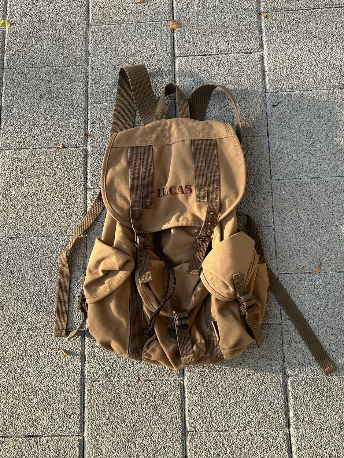 *rare* 2000s 루카스 쓰리포켓 베이지 복조리 백팩 상품이미지1