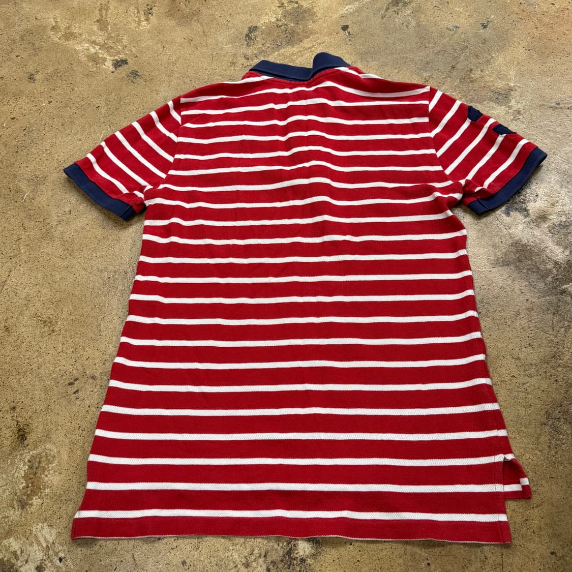폴로 랄프로렌 레드 네이비 스트라이프 단가라 빅포니 카라 반팔 티 상품이미지3