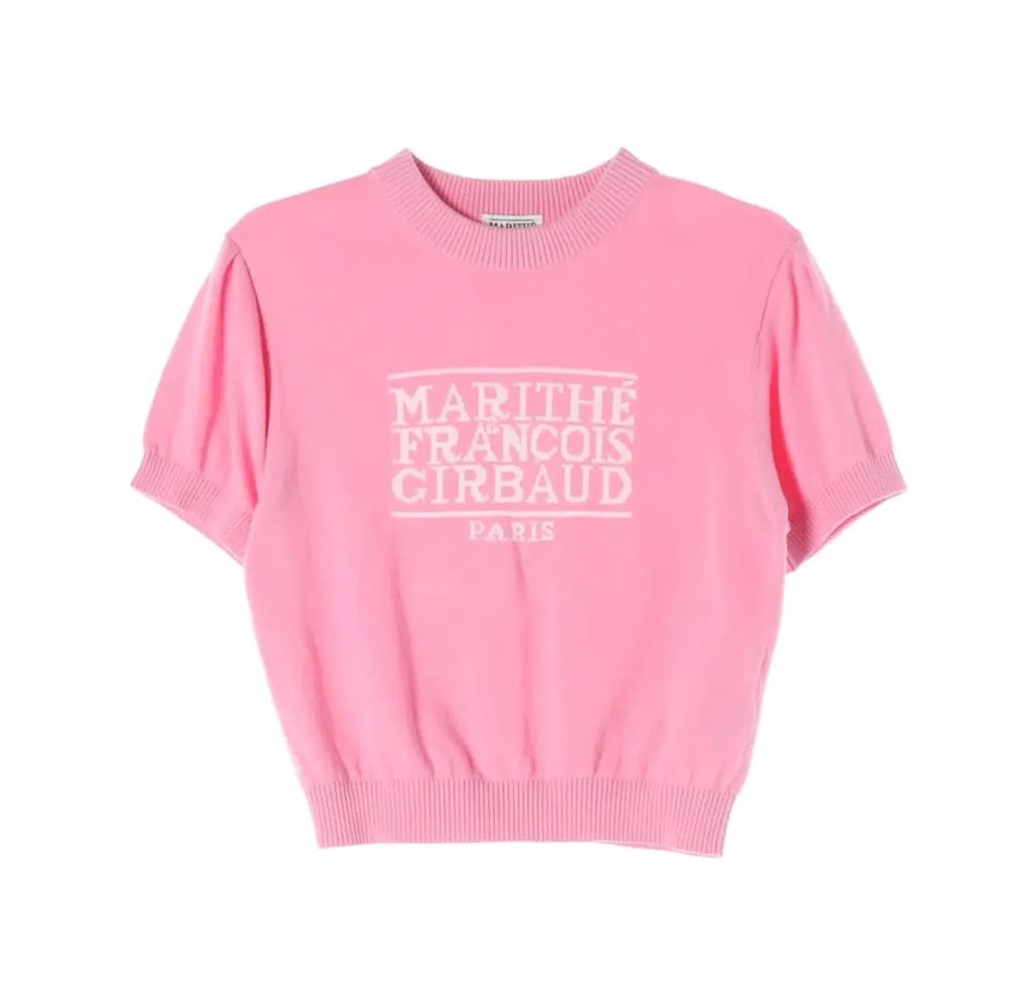 마리떼 프랑소와 저버 핑크 로고 반팔 니트 상품이미지1