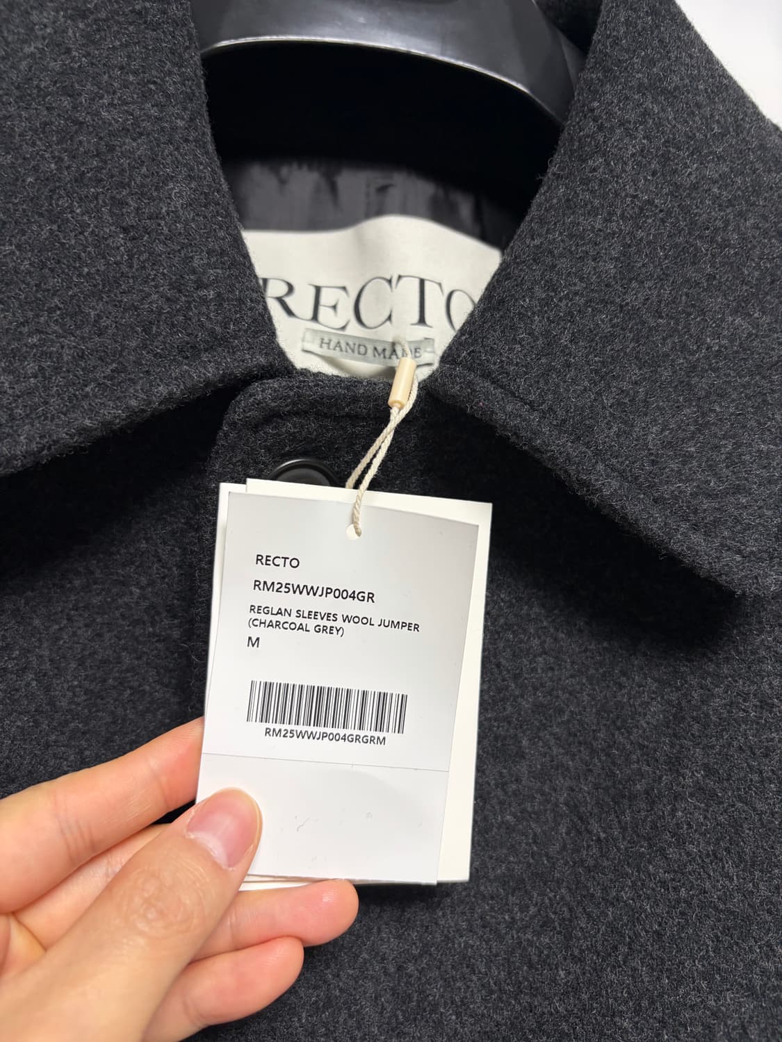 렉토 레글런 슬리브 울 점퍼 차콜그레이 S사이즈 팝니다 상품이미지5