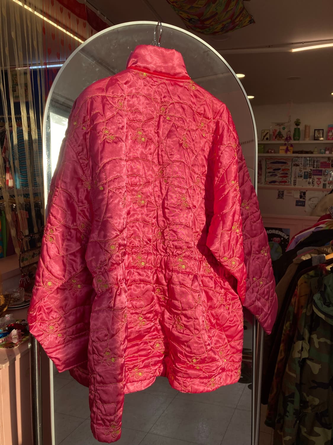 핑크 자수 패딩 상품이미지5