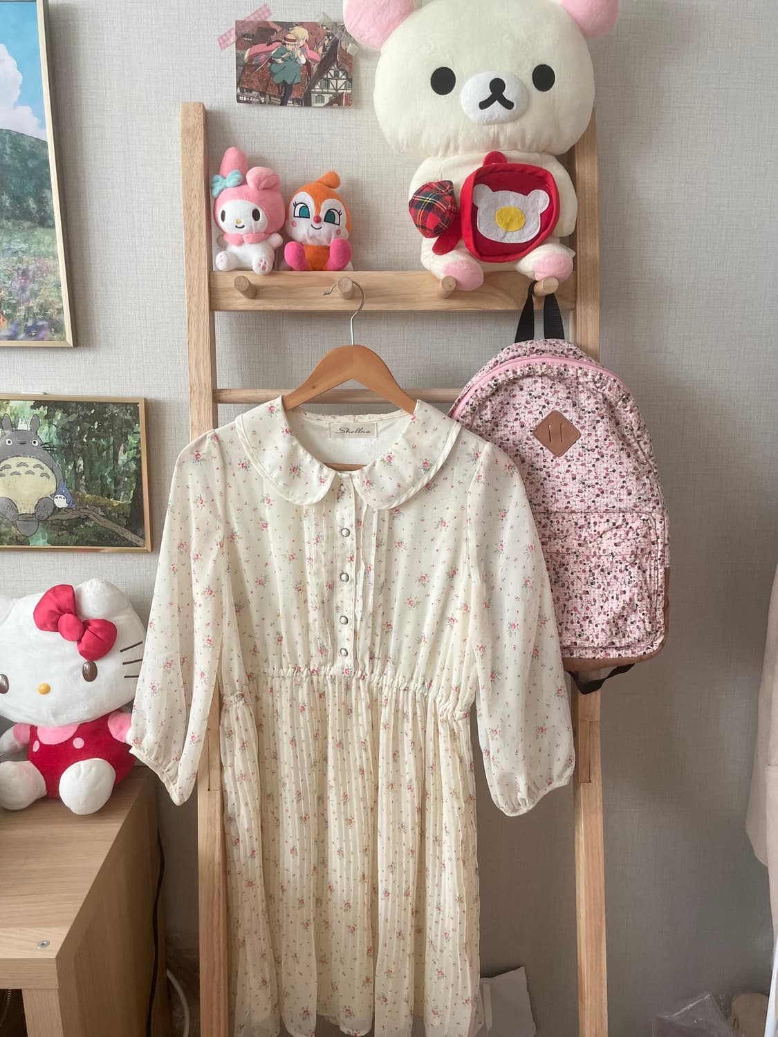 모리걸 빈티지 잔꽃 둥근카라 원피스 🌸🤍🌿 상품이미지1