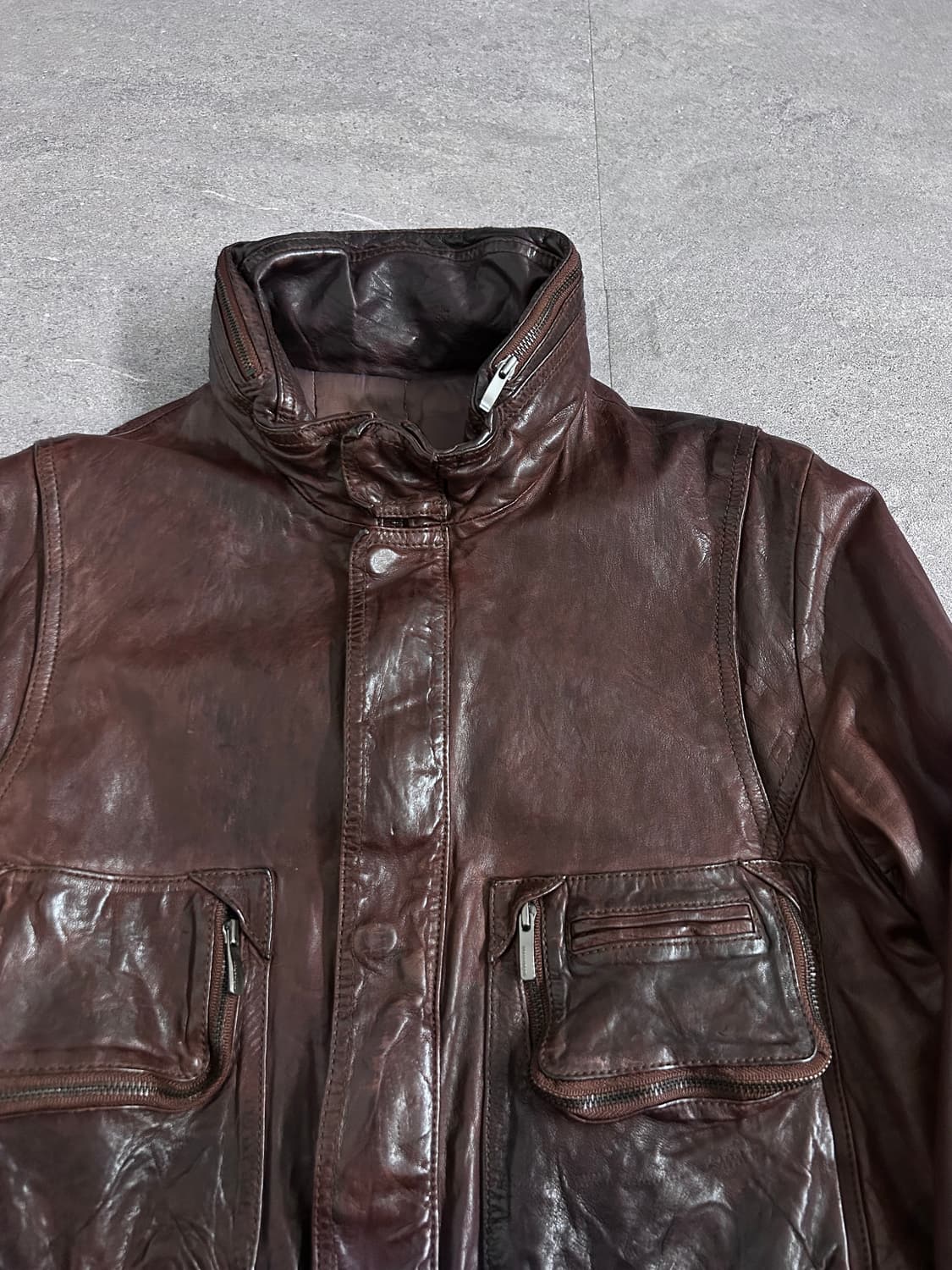 솔리드 옴므 3D 포켓 히든 후디 레더 자켓 상품이미지2