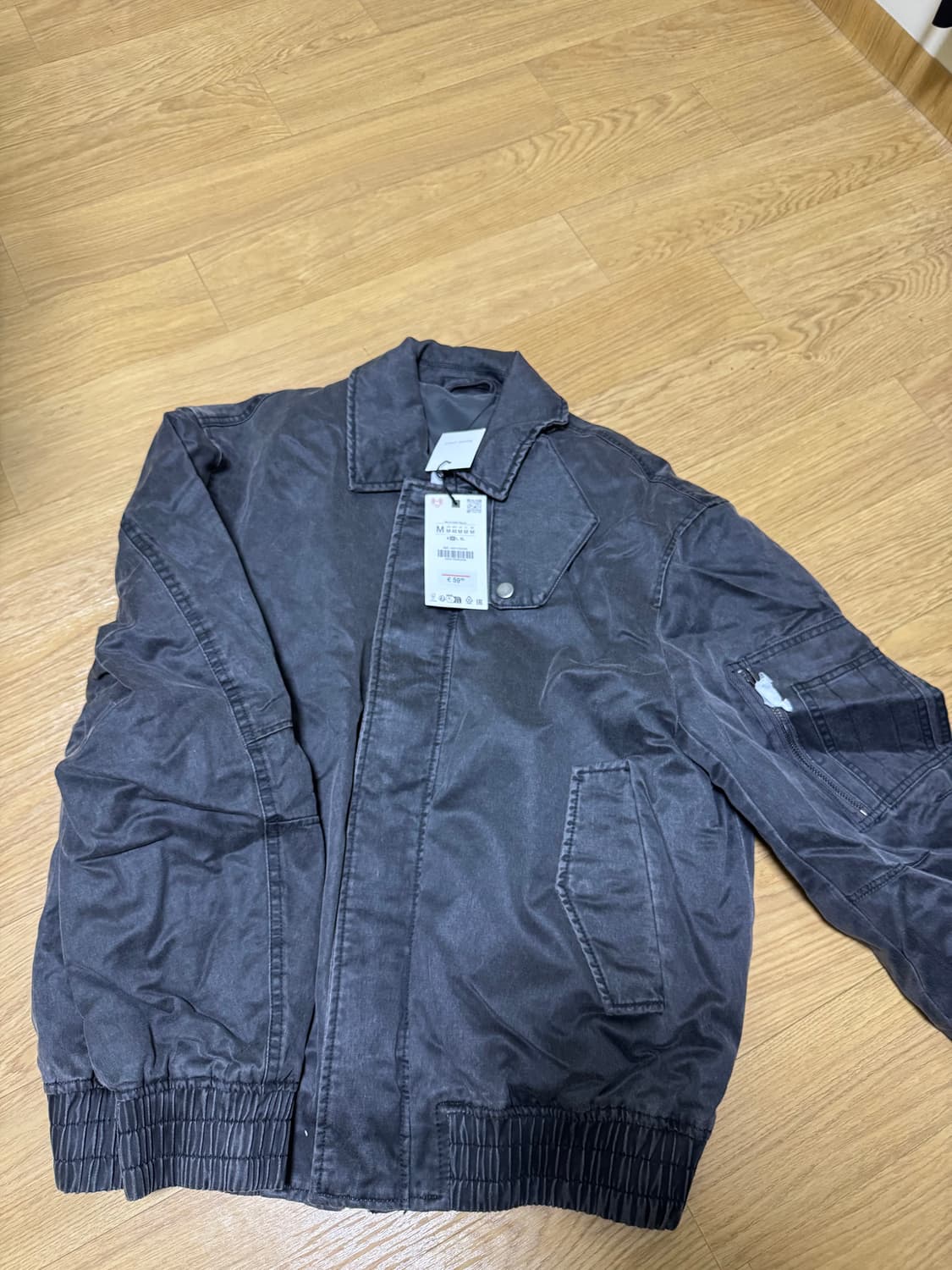 자라 왁스드 이펙트 워시드 자켓 그레이 새제품 상품이미지5