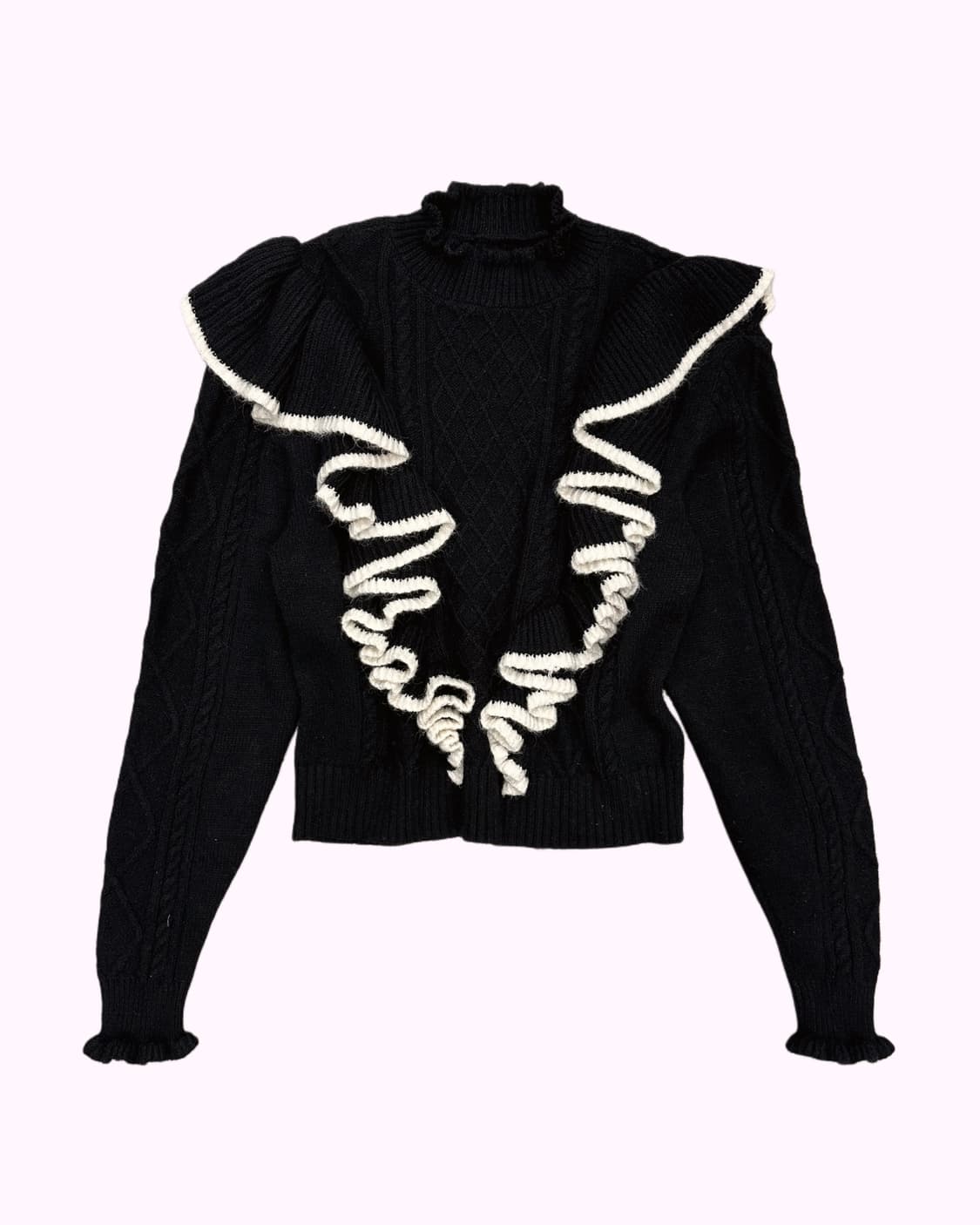 black ruffle detail knit 상품이미지1