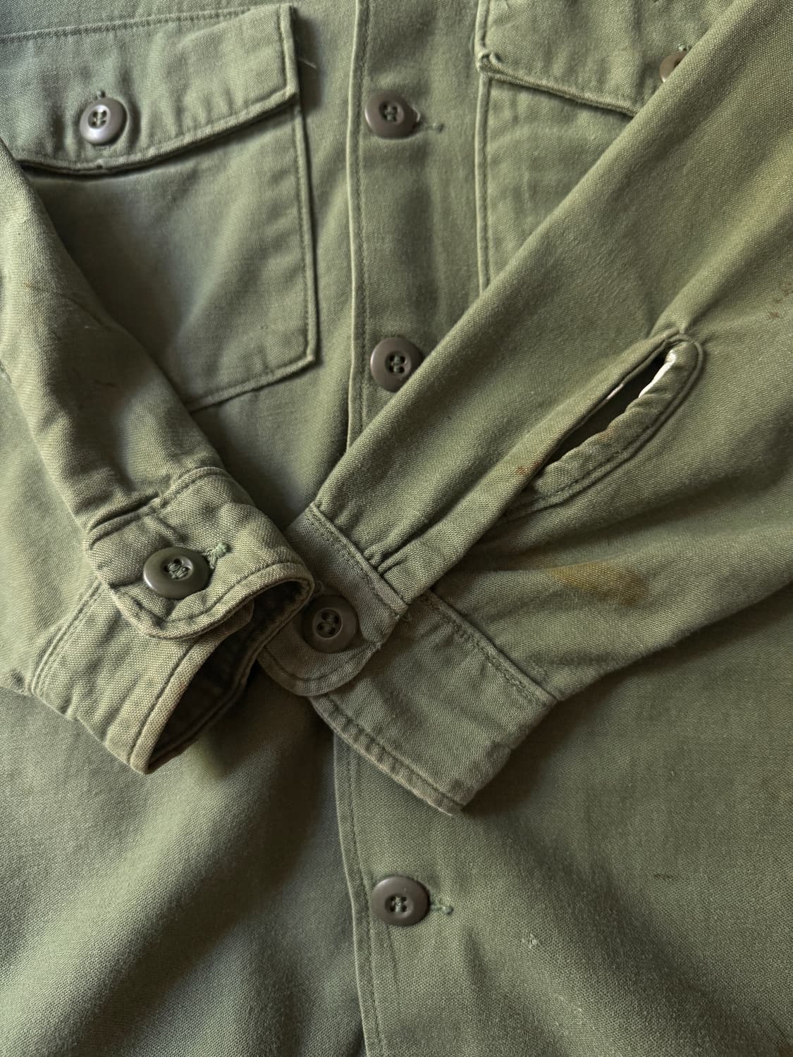 [M]60s 오리지널 U.S ARMY OG-107 더티워싱 밀리터리 셔츠 상품이미지5