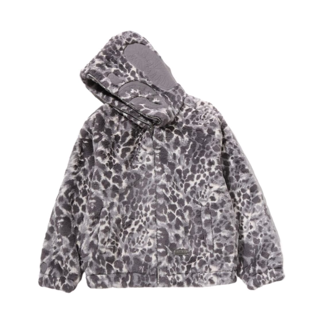 (L) 베이프 레오파드 포우 퍼 샤크 후드 자켓 그레이 상품이미지2