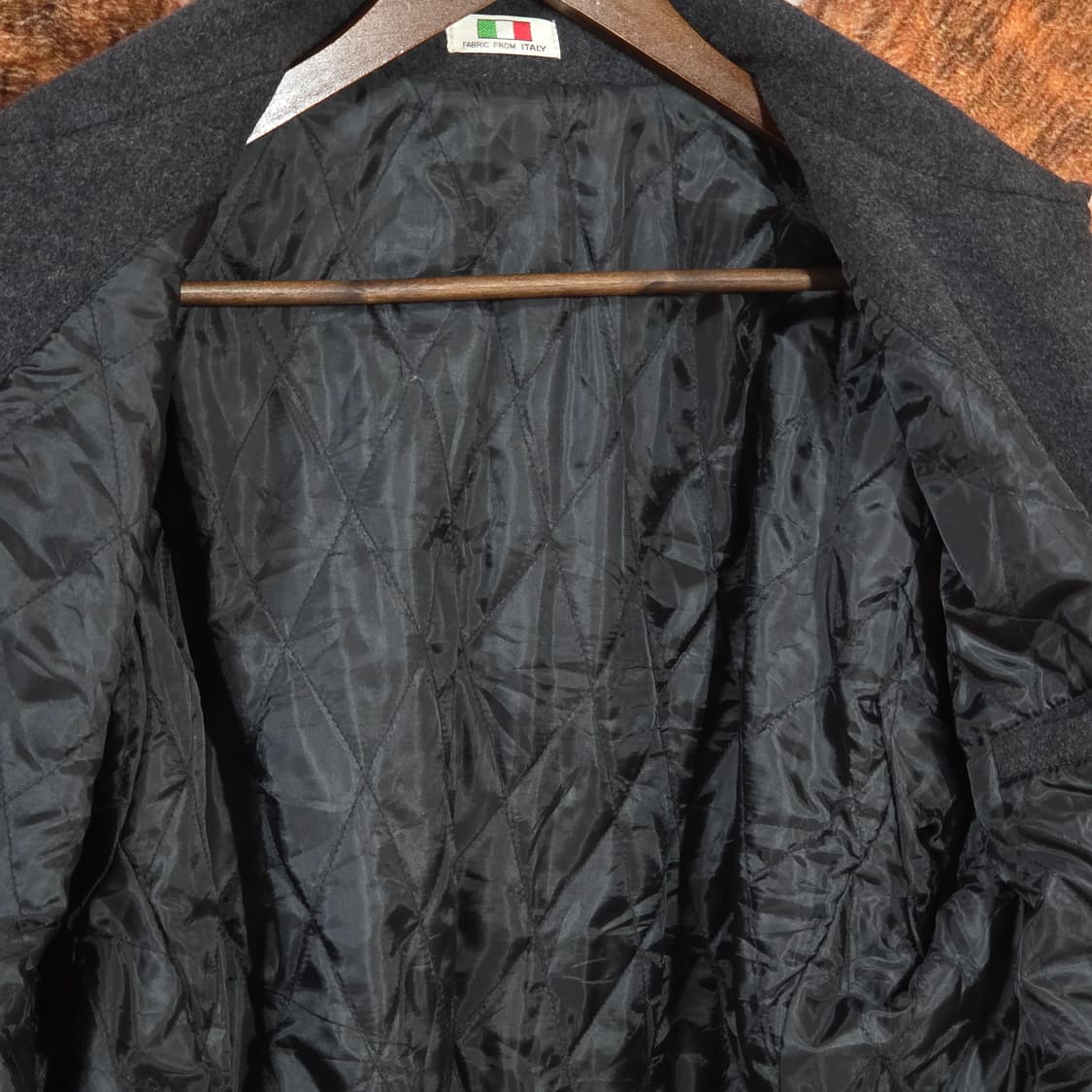 일본 빈티지 더블 버튼 차콜 누빔 미디 코트 상품이미지9