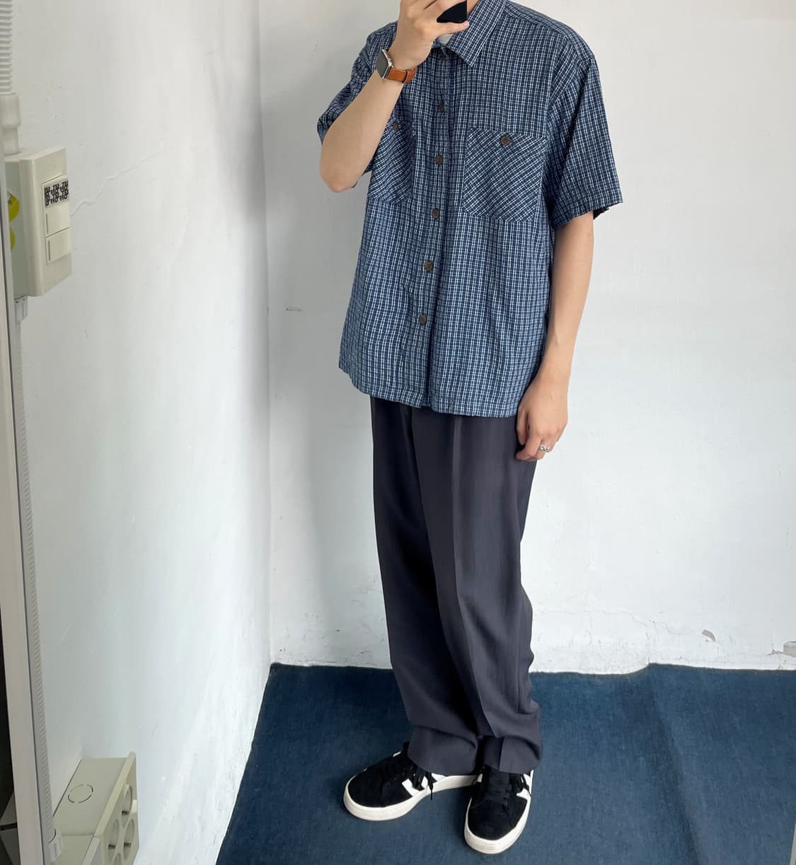 Patterned front pocket H/S shi 상품이미지5