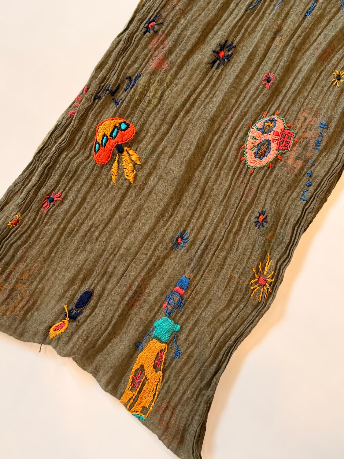 KAPITAL Embroidery Ring Stole (Olive) 상품이미지1