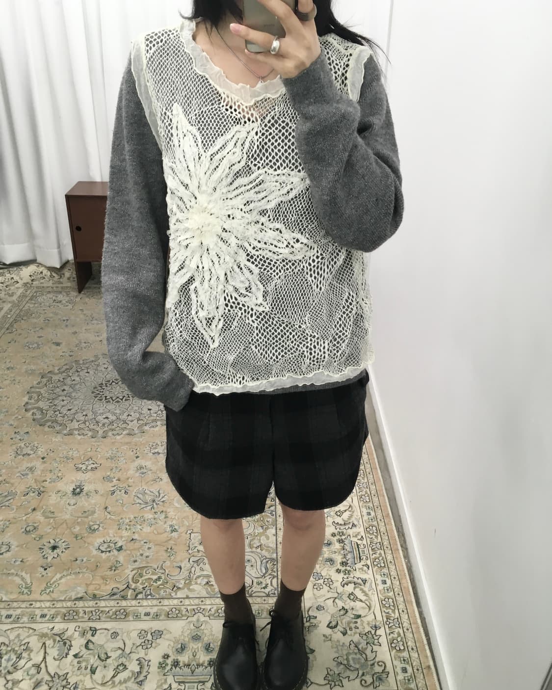 화이트 크로쉐 슬리브리스 상품이미지3