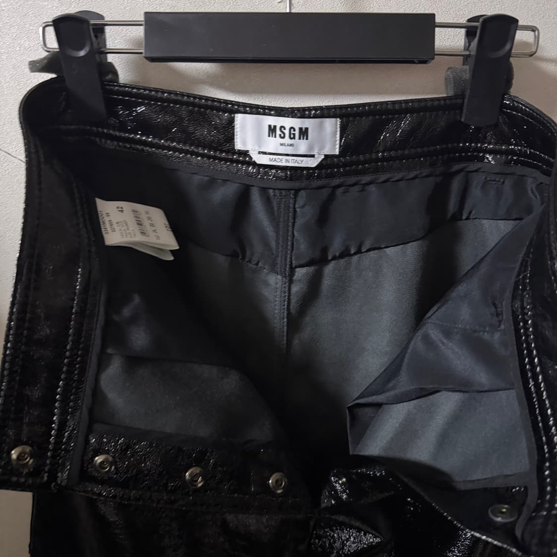MSGM 블랙 크링클 인조 가죽 팬츠 42 (여성 66정도) 상품이미지7