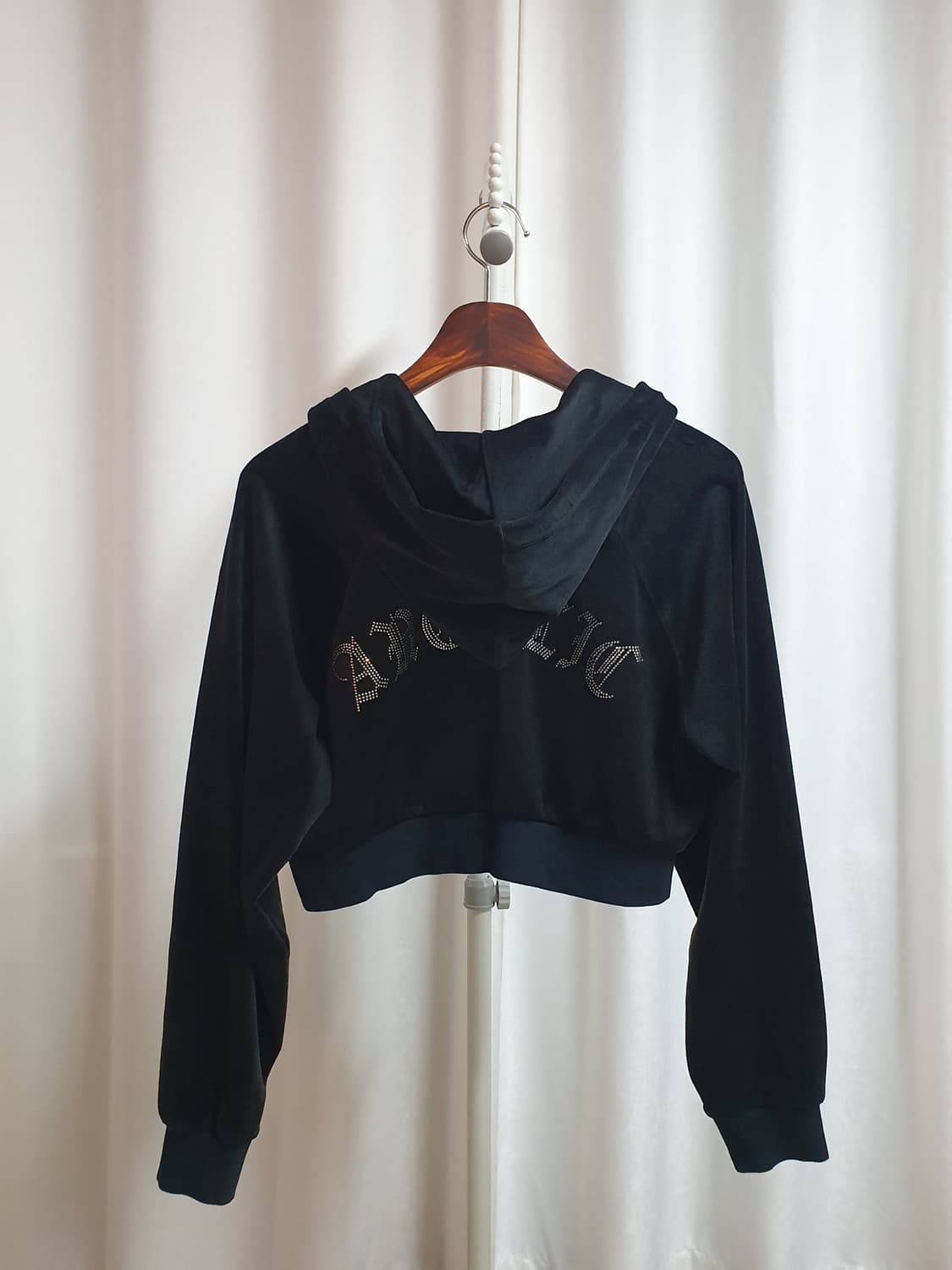 H&M 큐빅 벨벳 숏 후드집업 상품이미지5