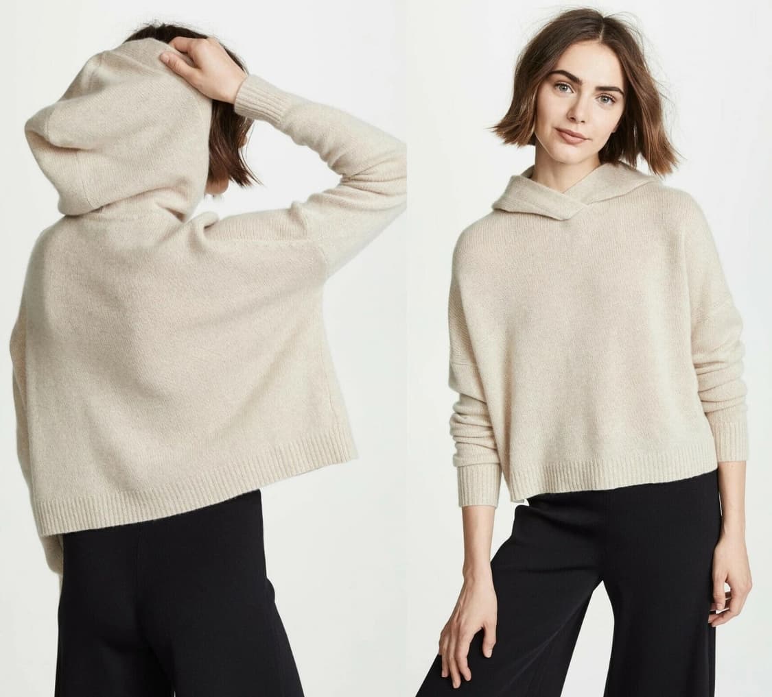 띠어리 캐시미어 후드 가디건 베이지 L 77 상품이미지3