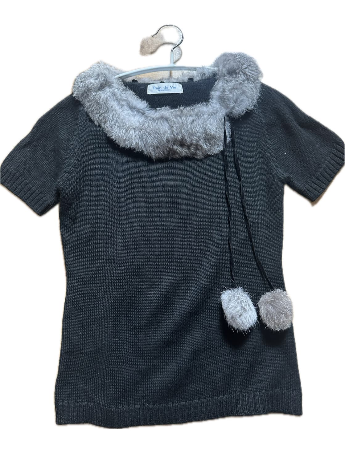 rabbit fur knit short-sleeved 상품이미지1