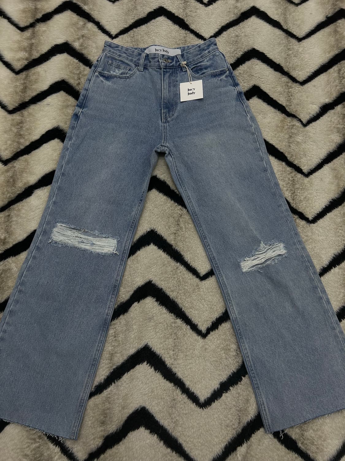 [26]쥬시쥬디 데미지 스트레이트 데님 팬츠/인디고 상품이미지3