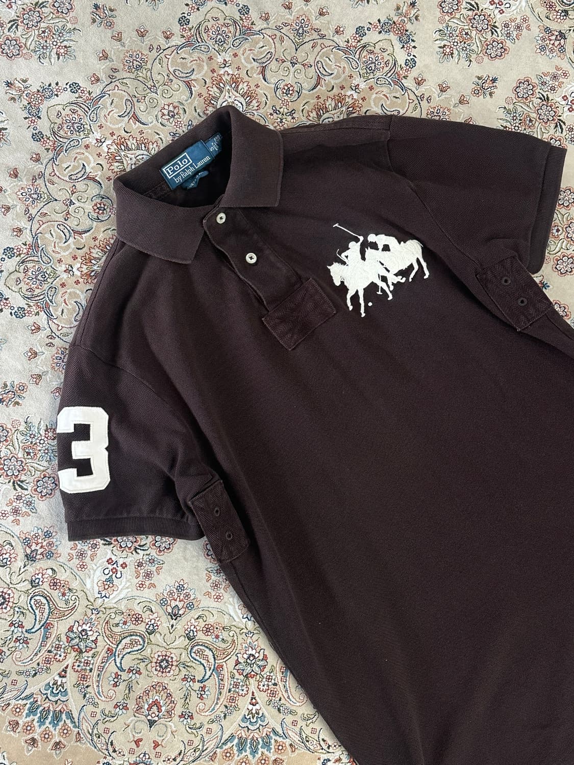 폴로 랄프로렌 브라운/화이트 더블 빅포니 카라티  상품이미지3