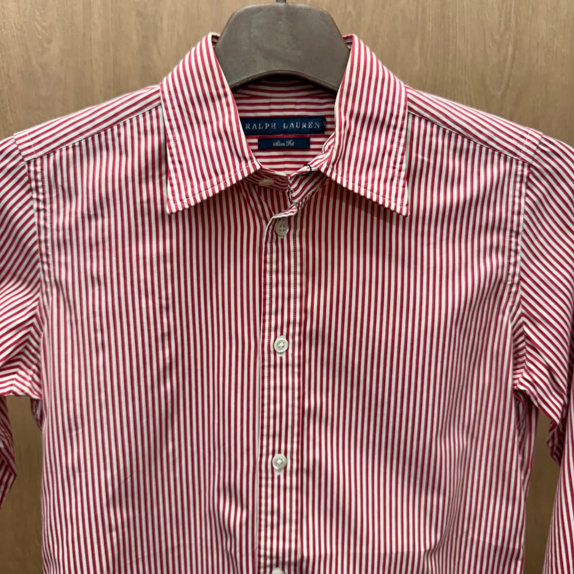 랄프로렌 스트라이프 긴팔 셔츠 클래식 포니 자수 코튼 슬림핏 레드 상품이미지4
