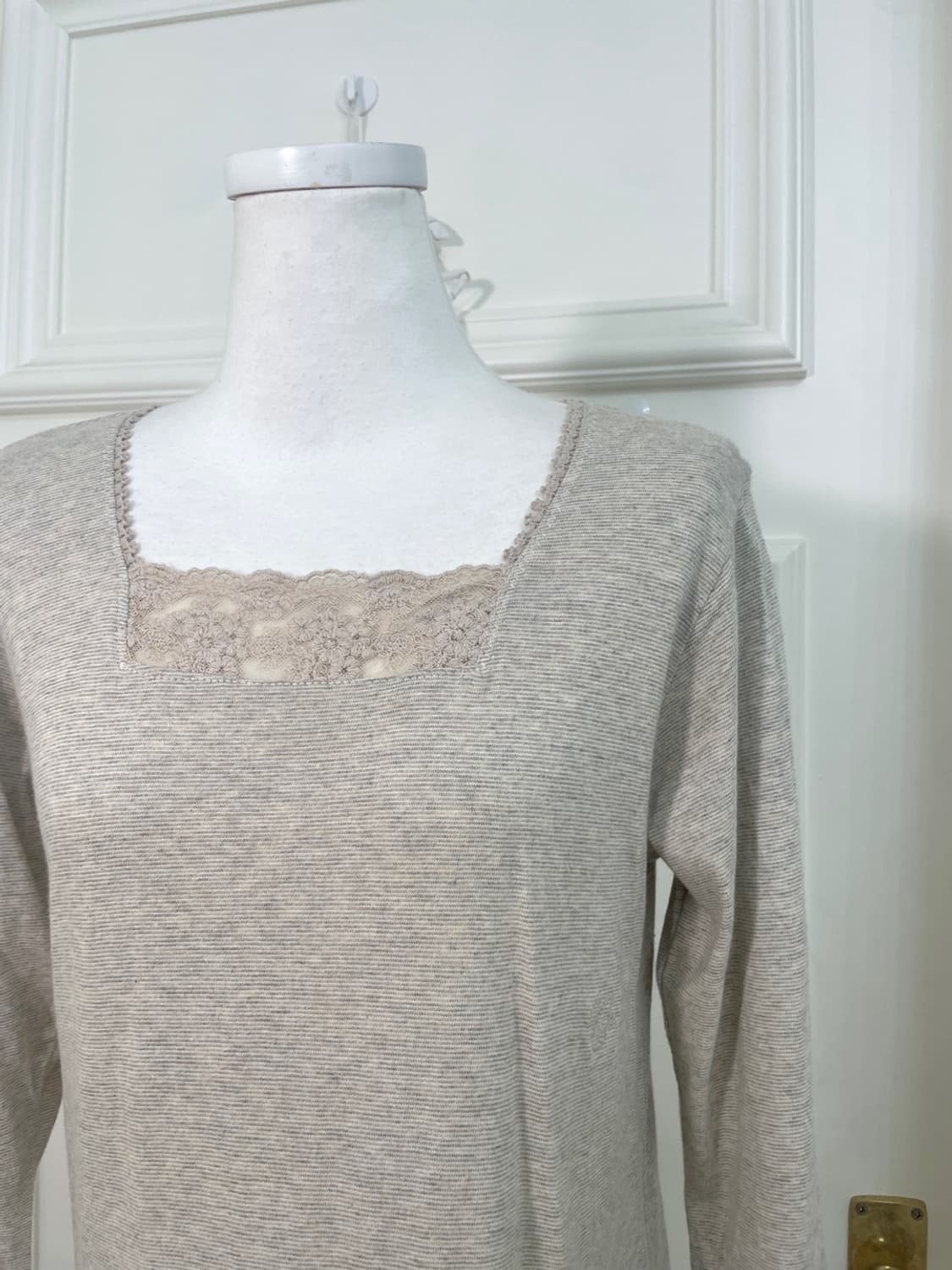 gray oatmeal lace trim cotton opc 상품이미지7