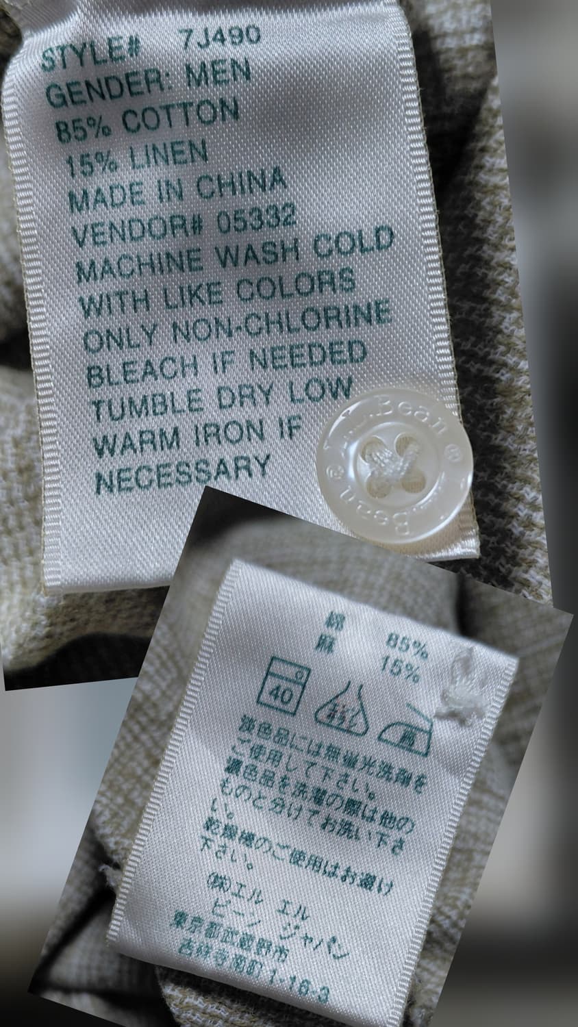 [100] L.L.Bean 빈티지 코튼 리넨 풀오버 반팔 셔츠 (베이지) 상품이미지7