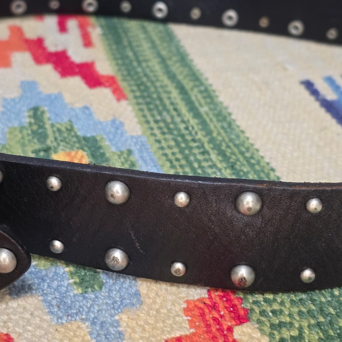 Japan vintage 블랙 차심 소가죽 스터드벨트 32 상품이미지6