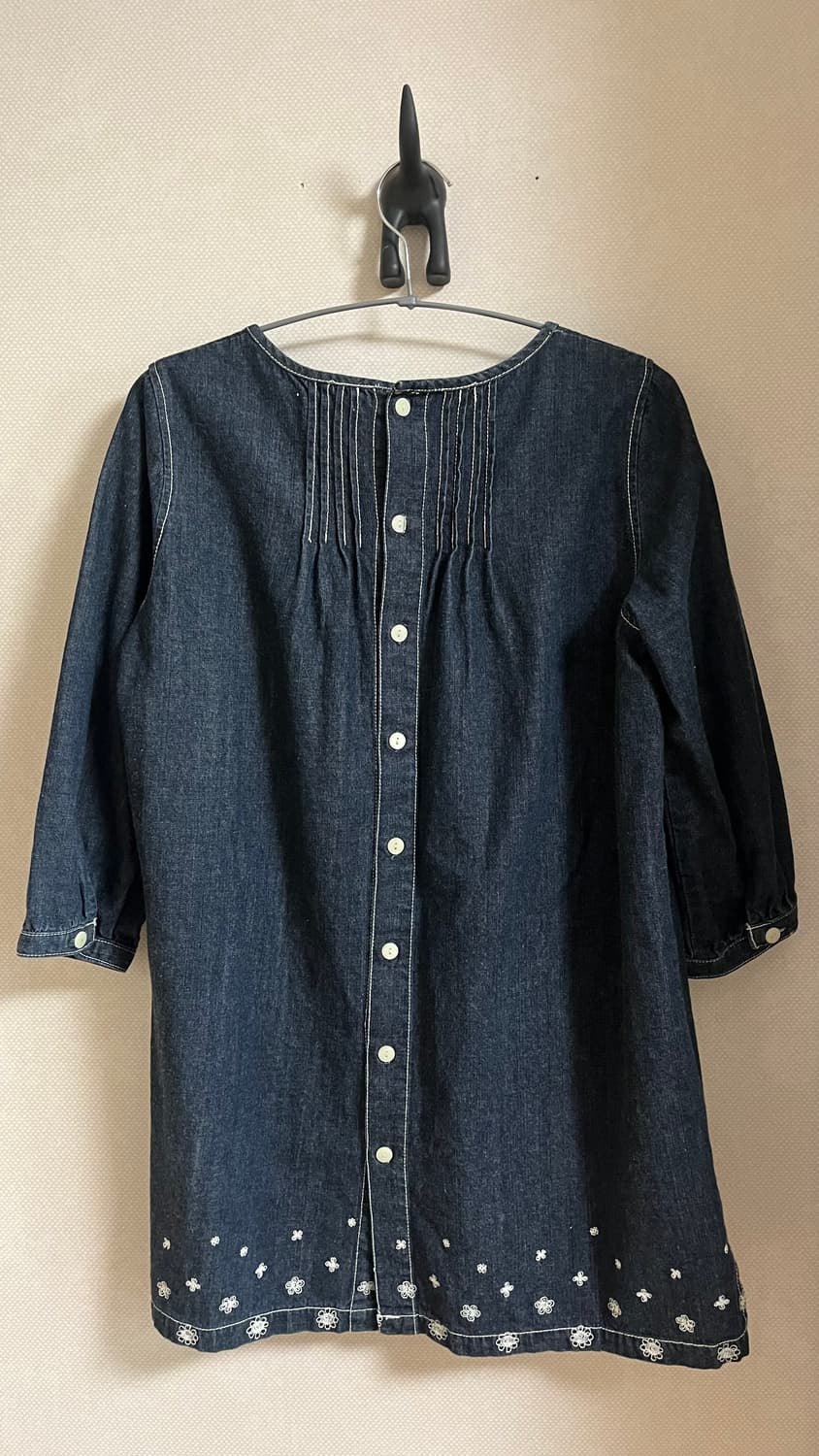 Denim flower point dress 상품이미지2