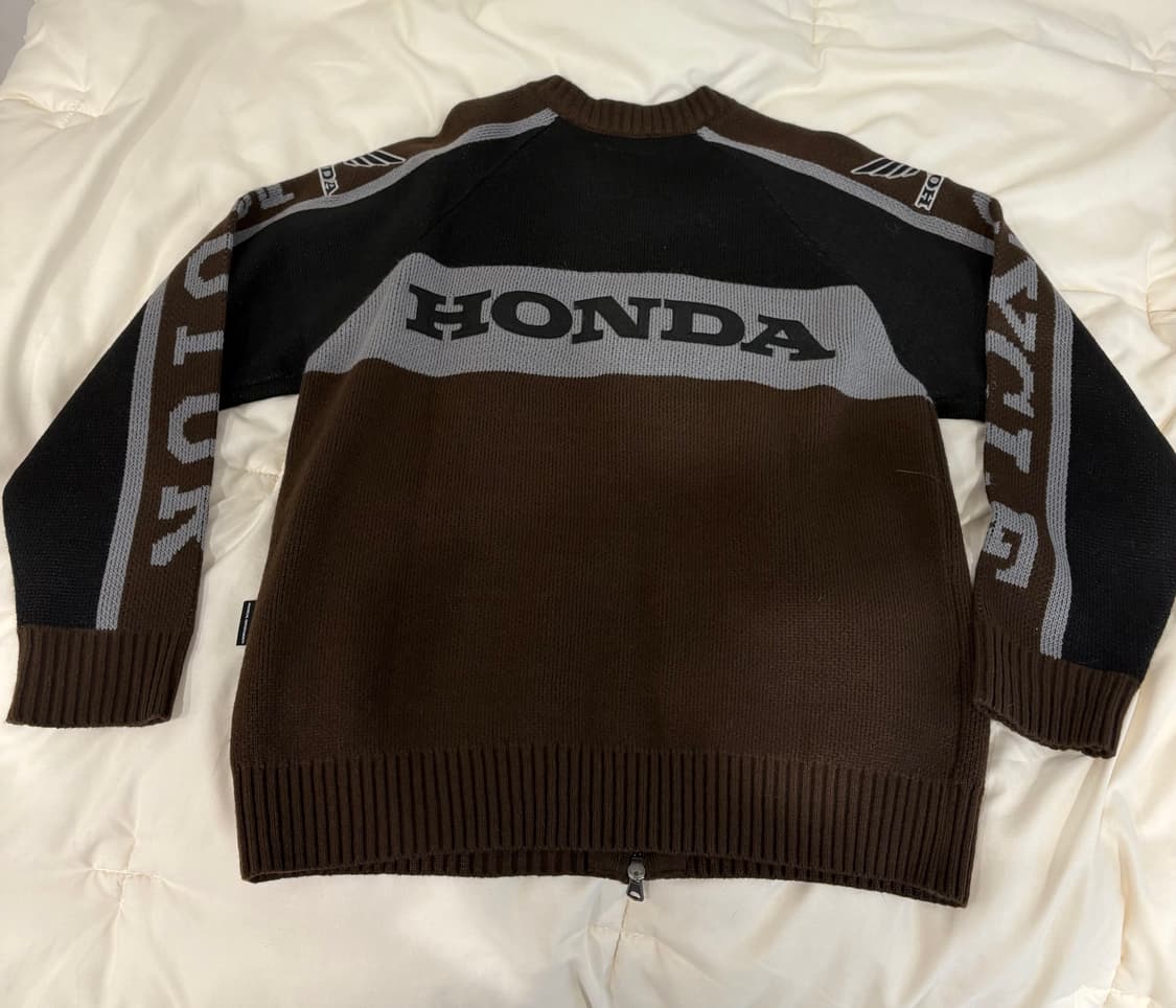 혼다 빅 로고 니트 집업 브라운 S사이즈 상품이미지2