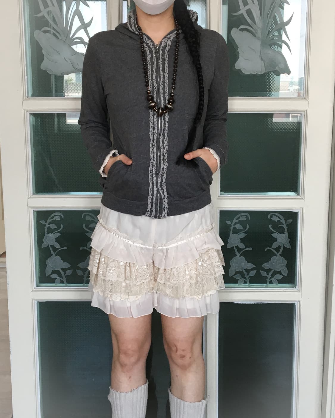 frill trimming hood zip up 상품이미지7