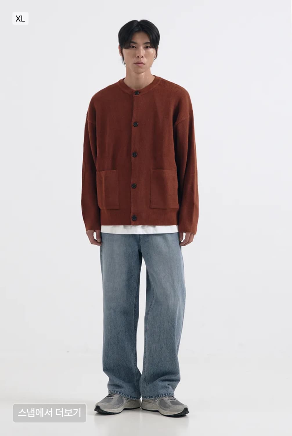 드로우 핏(Draw Fit) 오버사이즈 울 라운드 가디건 [BRICK] 상품이미지2