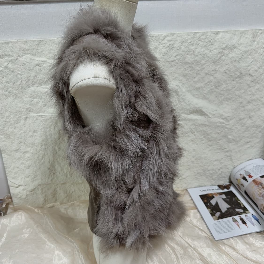 빈티지 그레이 여우털 폭스퍼 조끼 베스트 상품이미지2