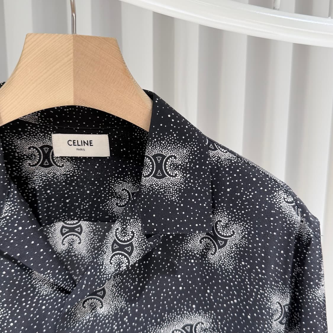 (A+/39) / 셀린느 로고 프린트 폴카 도트 실크 셔츠 상품이미지4
