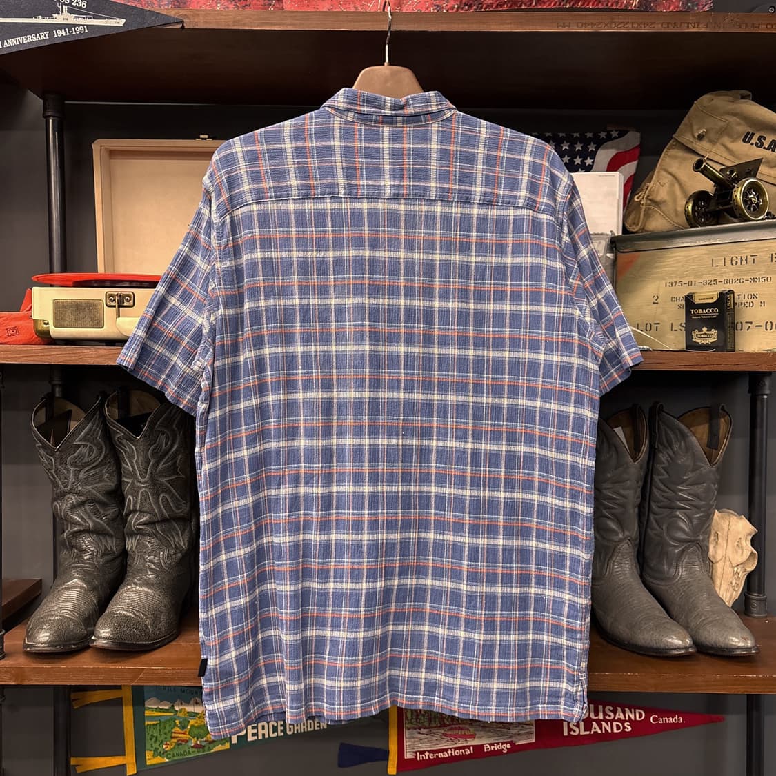 파타고니아 오가닉코튼 오렌지 그리드 마드라스체크 시어서커 셔츠 N1021 상품이미지2