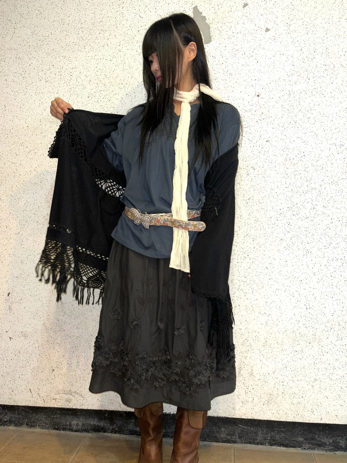 재페니즈 네이비 레이스 탑 상품이미지2